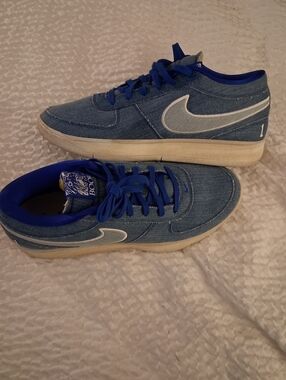 Nike Book 1 Blue Bloods Denim Low-Top Sneakers in Blue and White